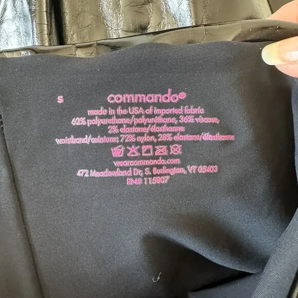 Commando Black Shiny Crackle Faux-Patent Legging High Shine High Rise Stretch SM - Picture 14 of 15